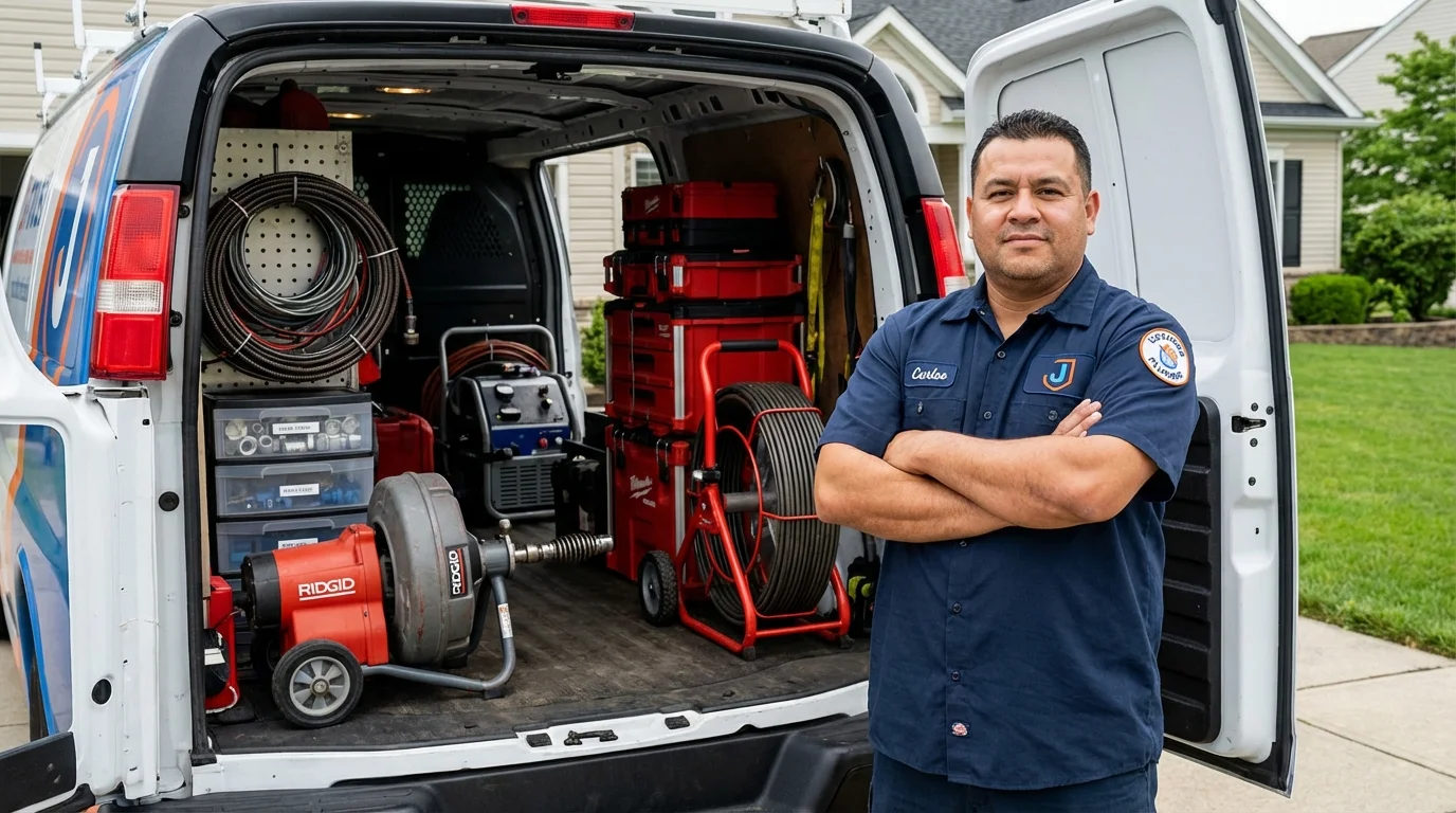 Professional drain cleaning equipment and Johns Plumbing LLC plumber in Melissa